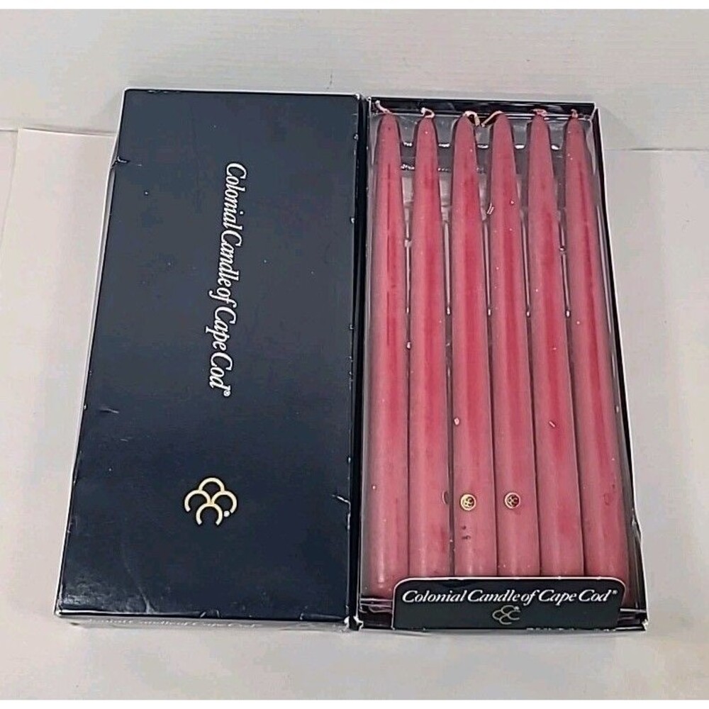 Box Of 12 Colonial Candle Of Cape Cod 12" Handipt Candles Cranberry